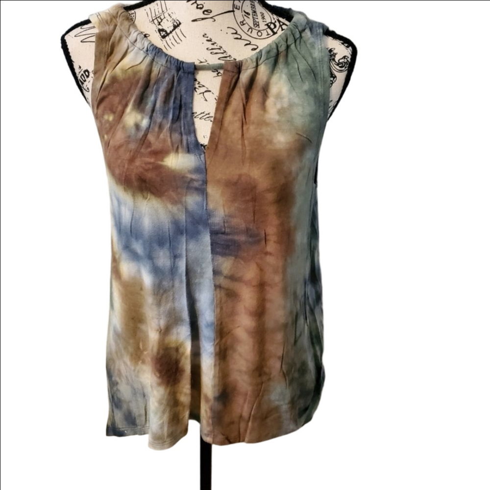 Coin 1904 Brown Blue Tie Back Tank Top Medium